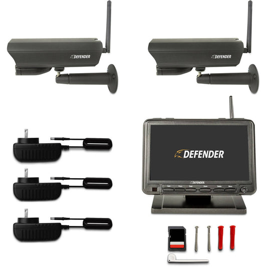 Defender PhoenixM2 Digital Wireless 7" Monitor DVR Security System with 2 Long-Range Night Vision Cameras and SD Card Recording