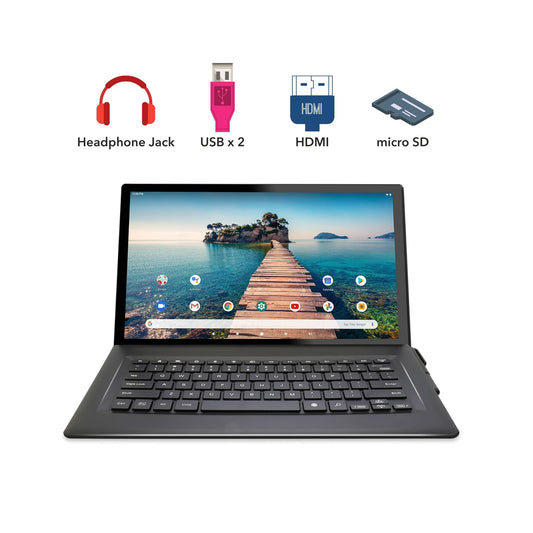Venturer Luna Max 14" HD Screen Android Laptop Tablet with Detachable SpaceMaker™ Fold-Up Keyboard, 3GB RAM, 64GB Storage, WiFi