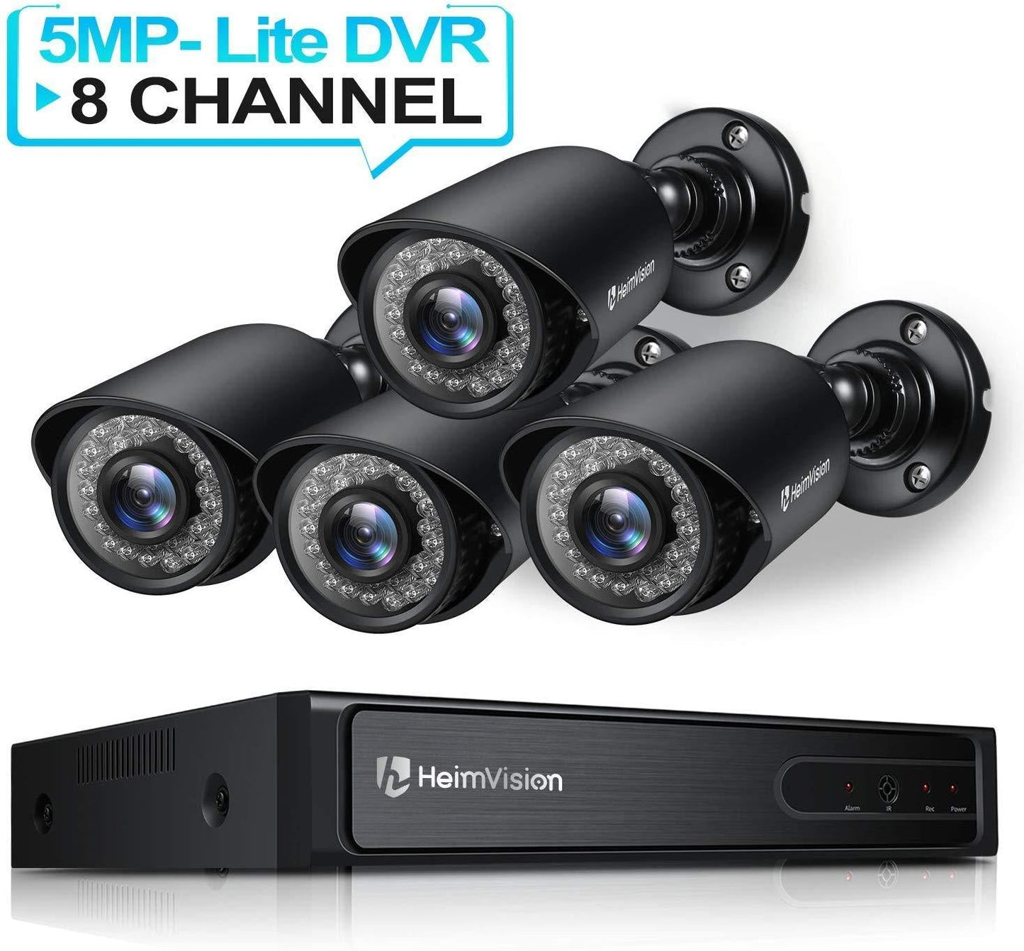 HeimVision HM245 8CH 1080P Security Camera System, 5MP-Lite HD-TVI DVR 4Pcs 1920TVL Outdoor/Indoor Weatherproof CCTV Surveillance Camera with Night Vision, Motion Alert, Face Detection, Remote Access
