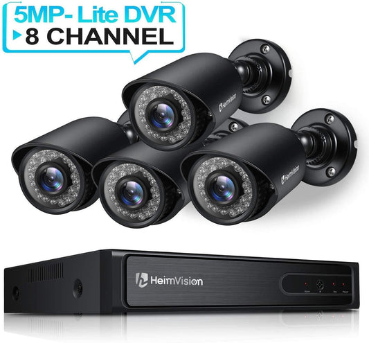 HeimVision HM245 8CH 1080P Security Camera System, 5MP-Lite HD-TVI DVR 4Pcs 1920TVL Outdoor/Indoor Weatherproof CCTV Surveillance Camera with Night Vision, Motion Alert, Face Detection, Remote Access