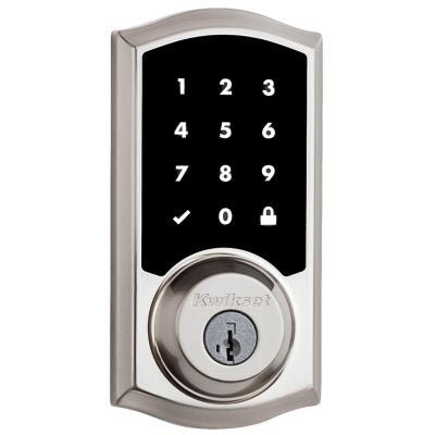 Kwikset 915 Touchscreen Electronic UL Deadbolt Featuring Smartkey Security™ and Tustin Lever in VB/SN