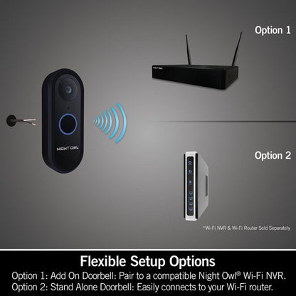 Night Owl 1080p HD Smart Video Doorbell with Angled & Flat Mounting Plates