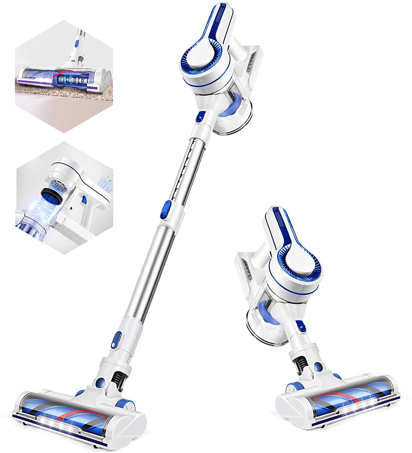 APOSEN Cordless Vacuum 4-in-1 Lightweight Stick Vacuum Cleaner Ideal for Carpet Hard Floors Pet Hair