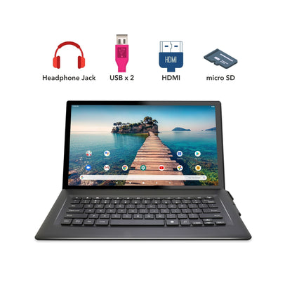 Venturer Luna Max 14" HD Screen Android Laptop Tablet with Detachable SpaceMaker™ Fold-Up Keyboard, 3GB RAM, 64GB Storage, WiFi
